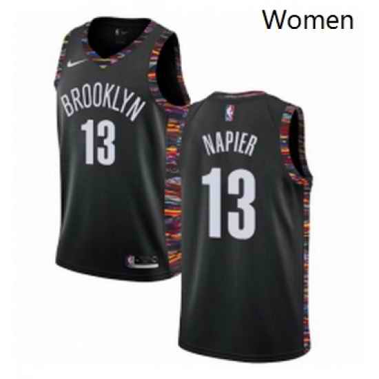 Womens Nike Brooklyn Nets 13 Shabazz Napier Swingman Black NBA Jersey 2018 19 City Edition